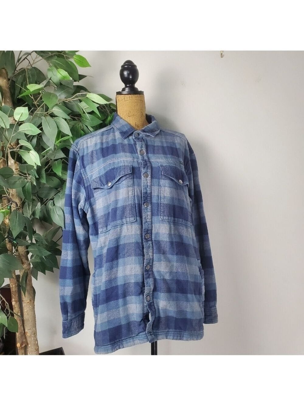 Columbia Mens Buffalo Bluff Flannel Shirt Jacket Plaid Check Size M